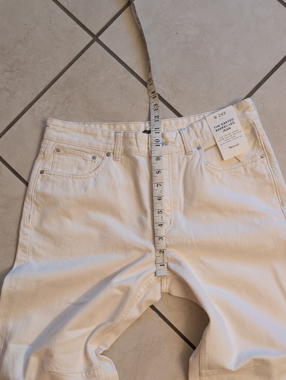 NWT Madewell Petite Darted Barrel-Leg Jean Vintage Canvas White Denim Size 28P - Picture 9 of 13